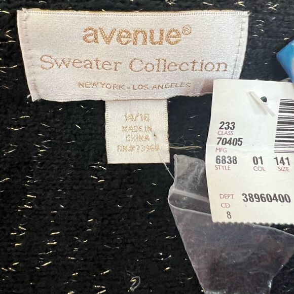 Avenue Black/Gold Metallic Sleeveless Boho Longline Fringe Open Cardigan 14/16 - Picture 6 of 7